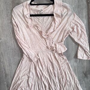 Pink Ruffle Wrap Dress